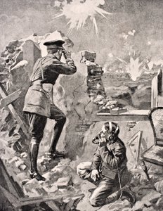 Forward Officer observes effect of creeping artillery barrage, from 